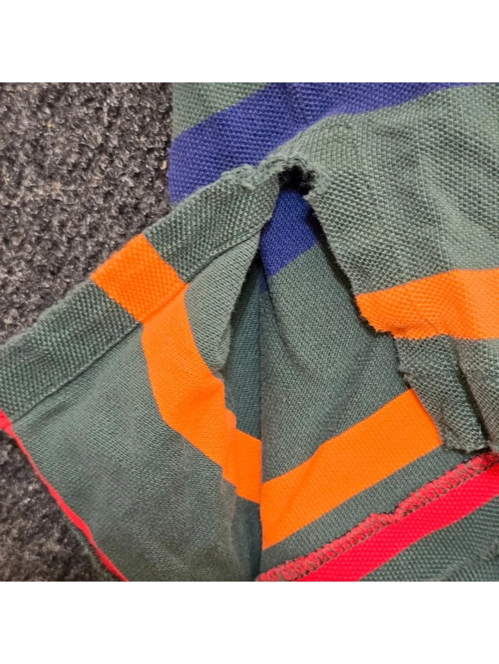 Vintage 90s Polo Ralph Lauren Striped Shirt 3XL Big Green Red Yellow Distress